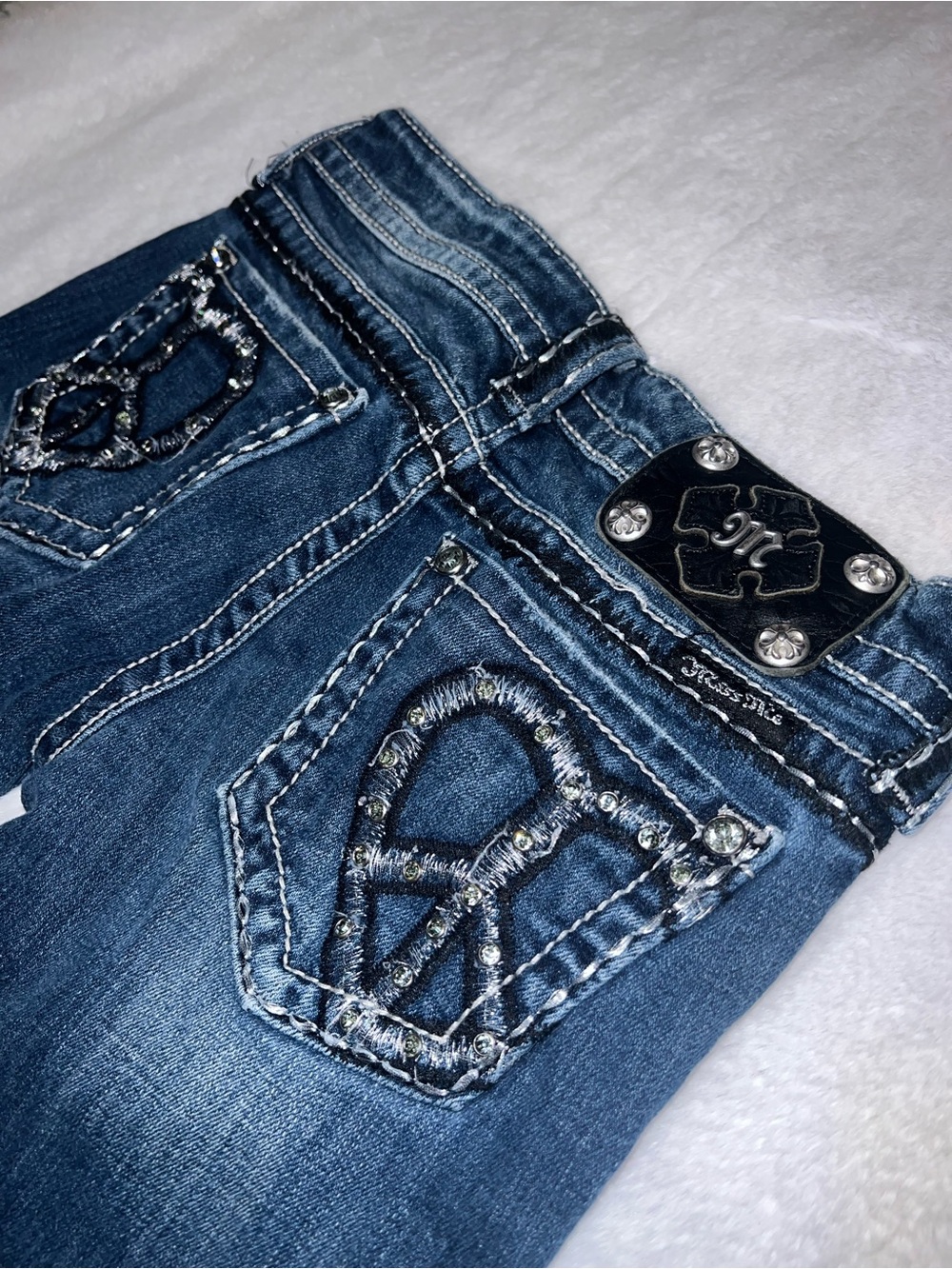Miss Me Blue Bootcut Jeans with Embellished Pockets